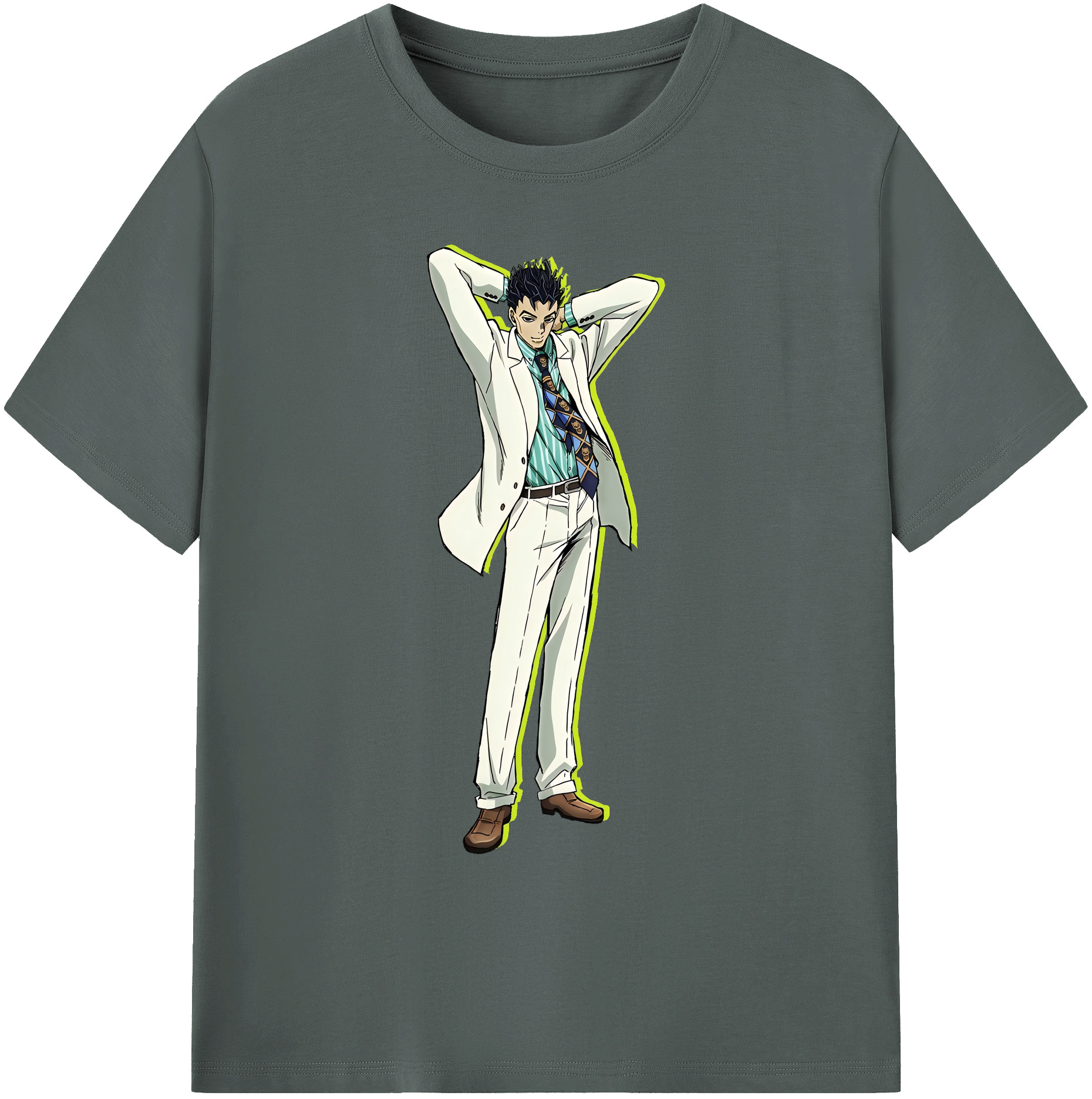 （画像用） ジョジョの奇妙な冒険 きら よしかげ JoJo's Bizarre Adventure Kira Yoshikage 綿100％ メンズ半袖Tシャツ｜肌触りやわらか＆通気性